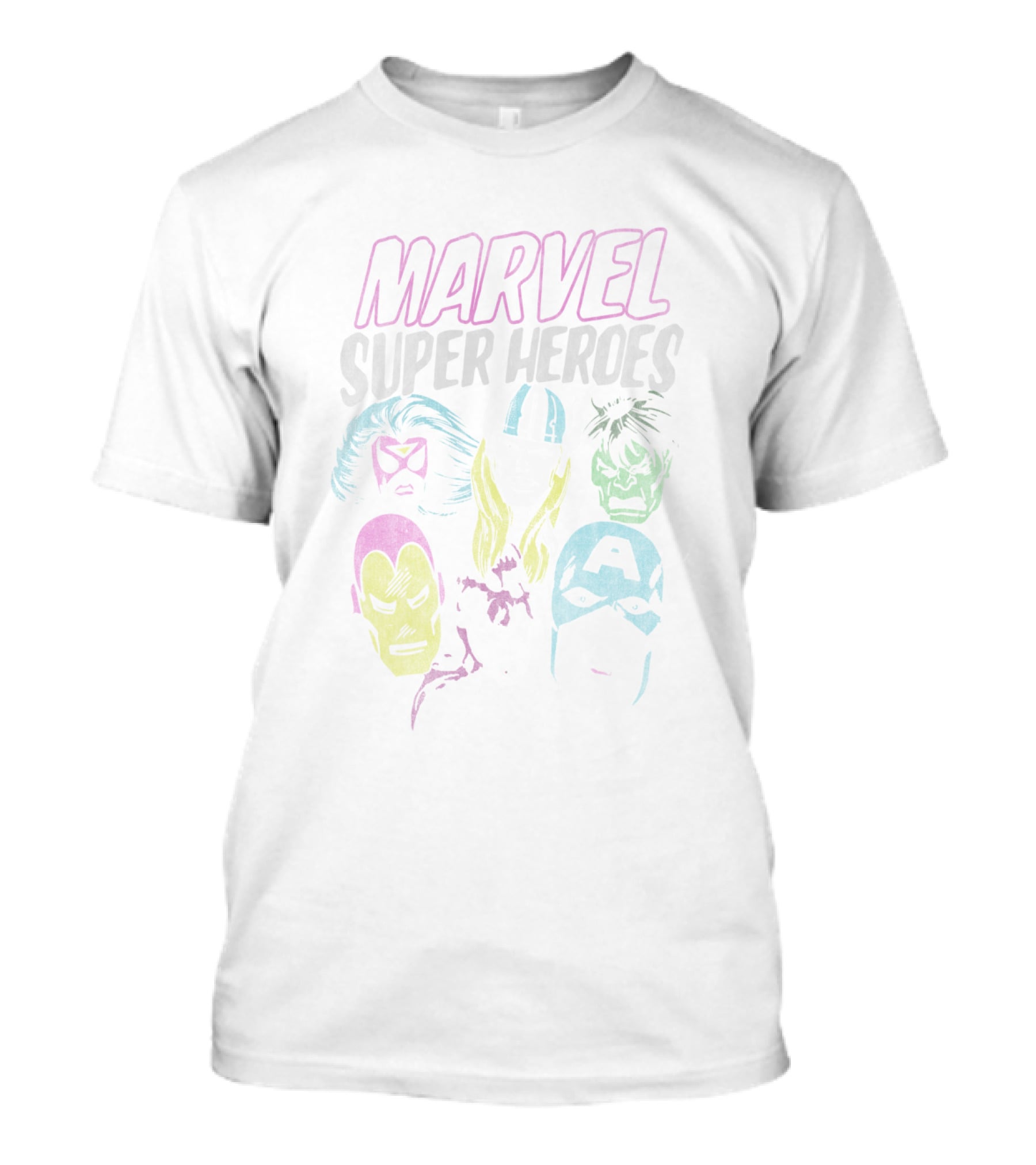MARVEL SUPER HEROES Group Shot Comic Themed Classic Characters T-Shirt