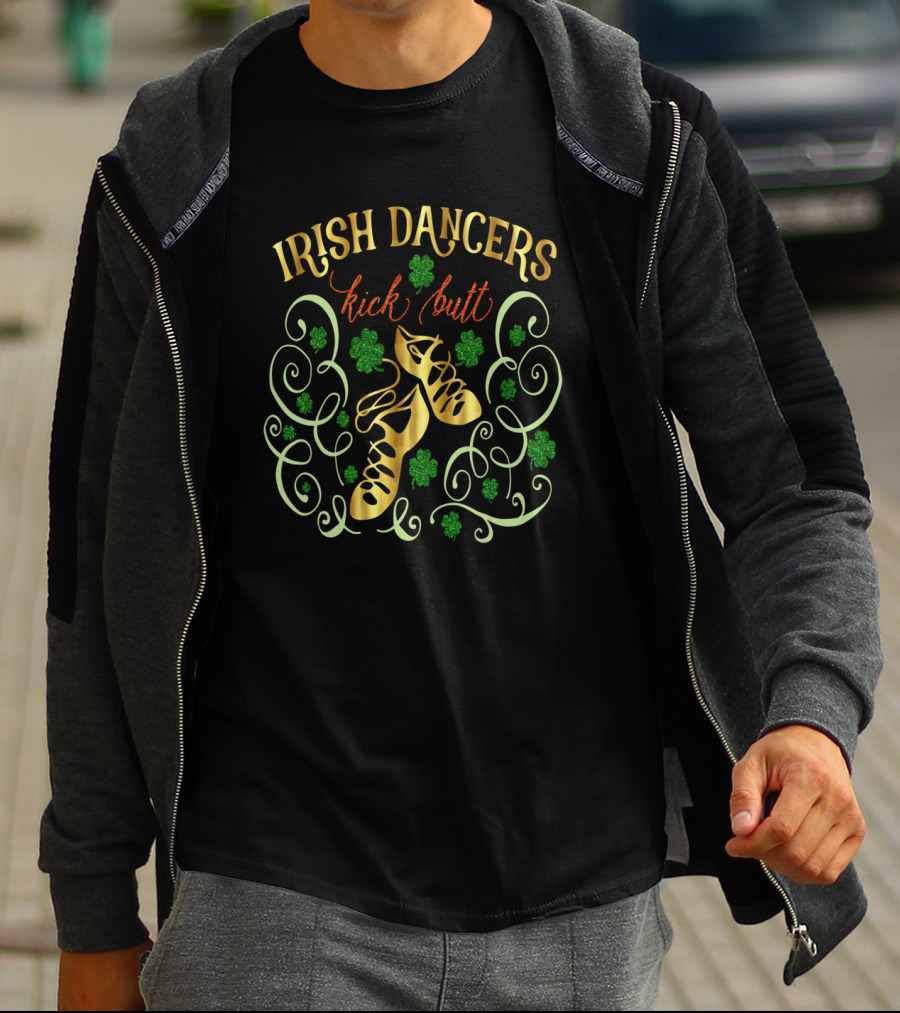Irish Dancers Kick Butt Shamrock Shoes Swirls T-Shirt