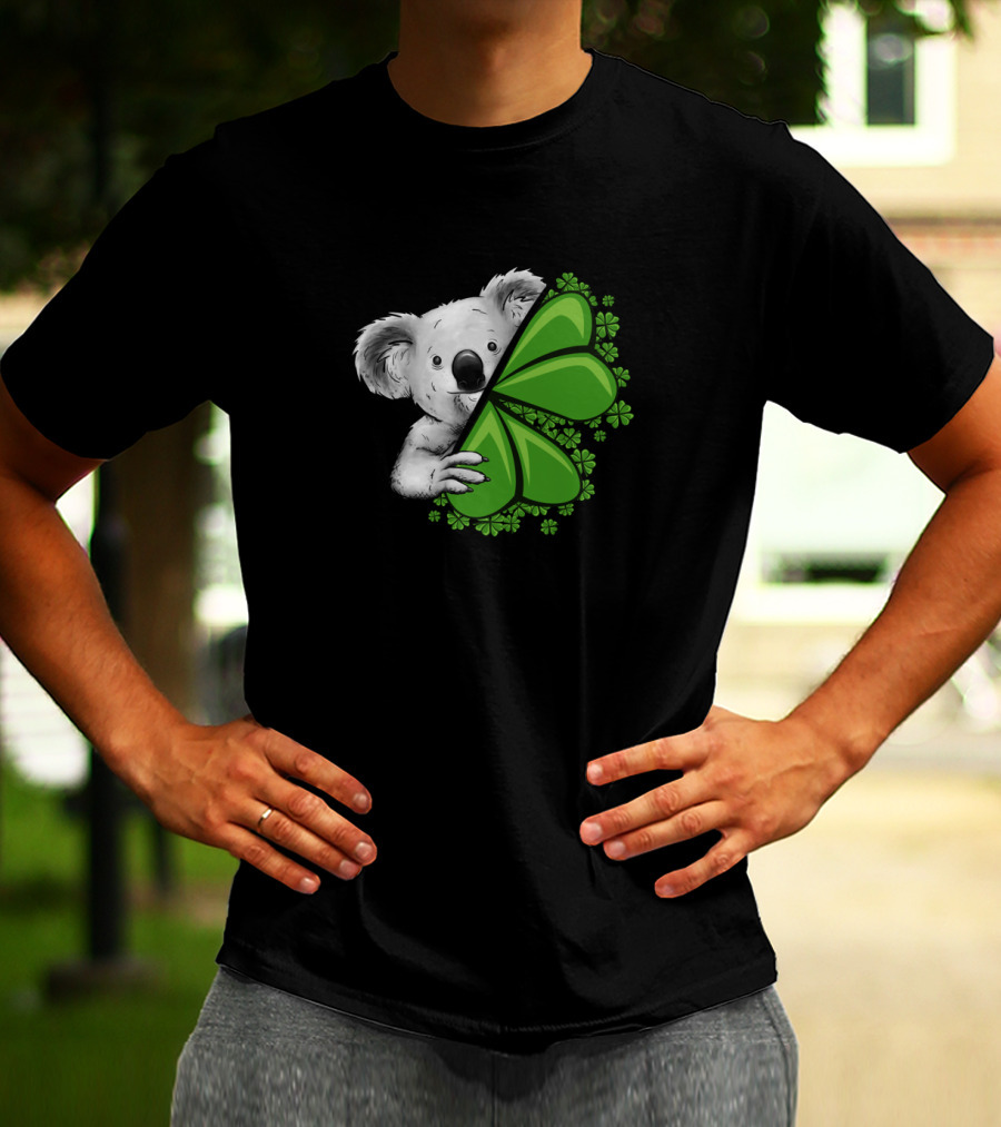 Lucky Koala With Irish Clover And Shamrocks T-Shirt