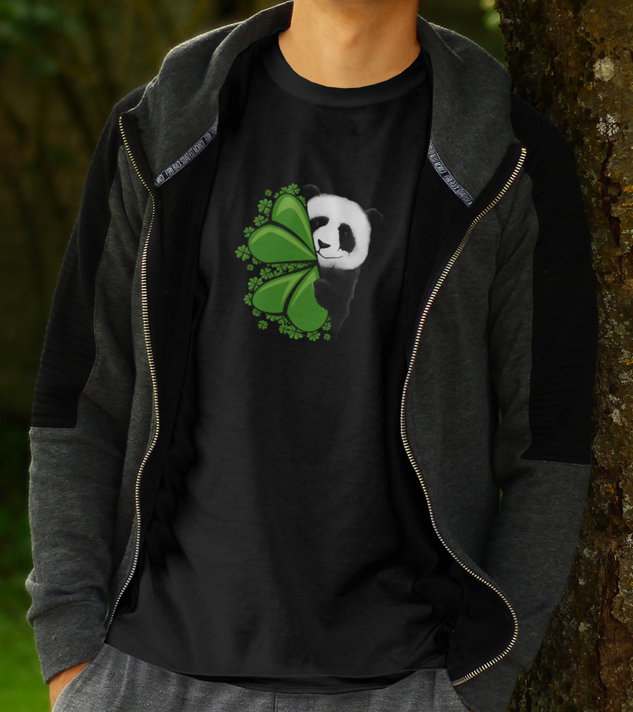 Lucky Clover Panda Shamrocks T-Shirt