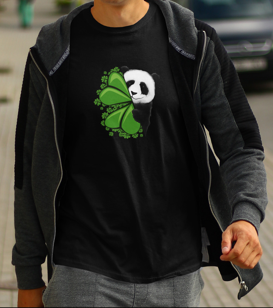 Lucky Clover Panda Shamrocks T-Shirt