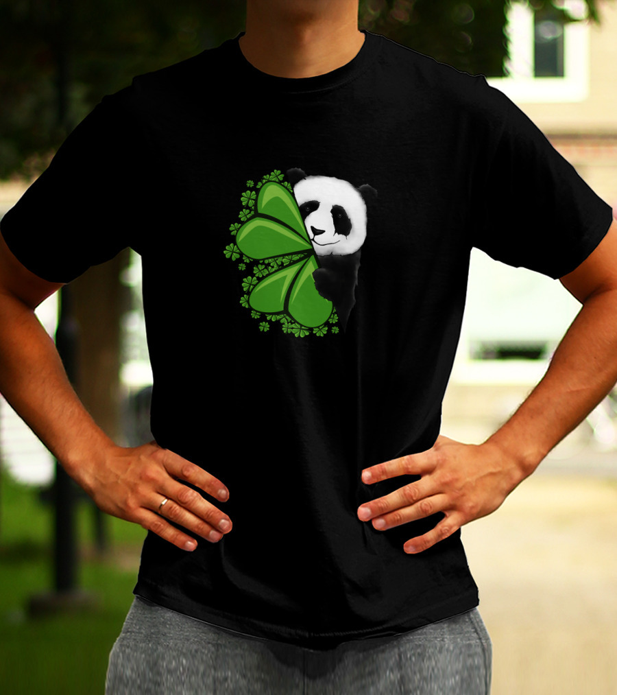 Lucky Clover Panda Shamrocks T-Shirt