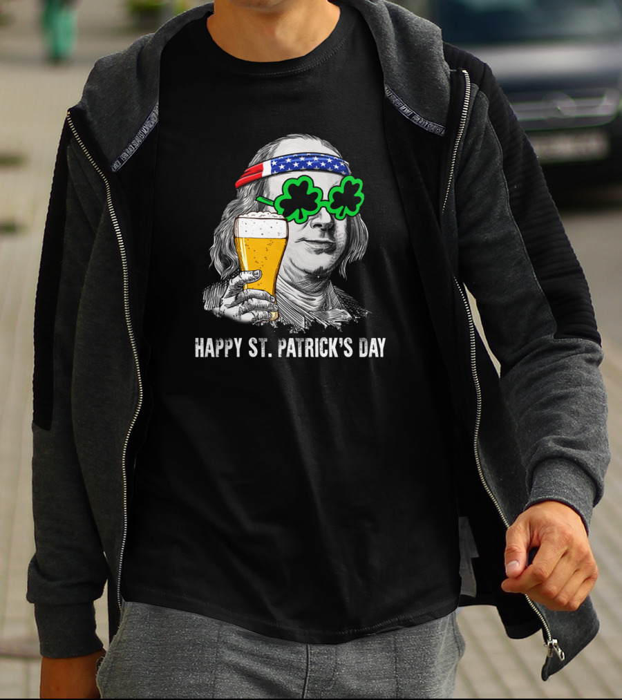 Happy St. Patrick's Day George Washington Beer Clover Glasses T-Shirt