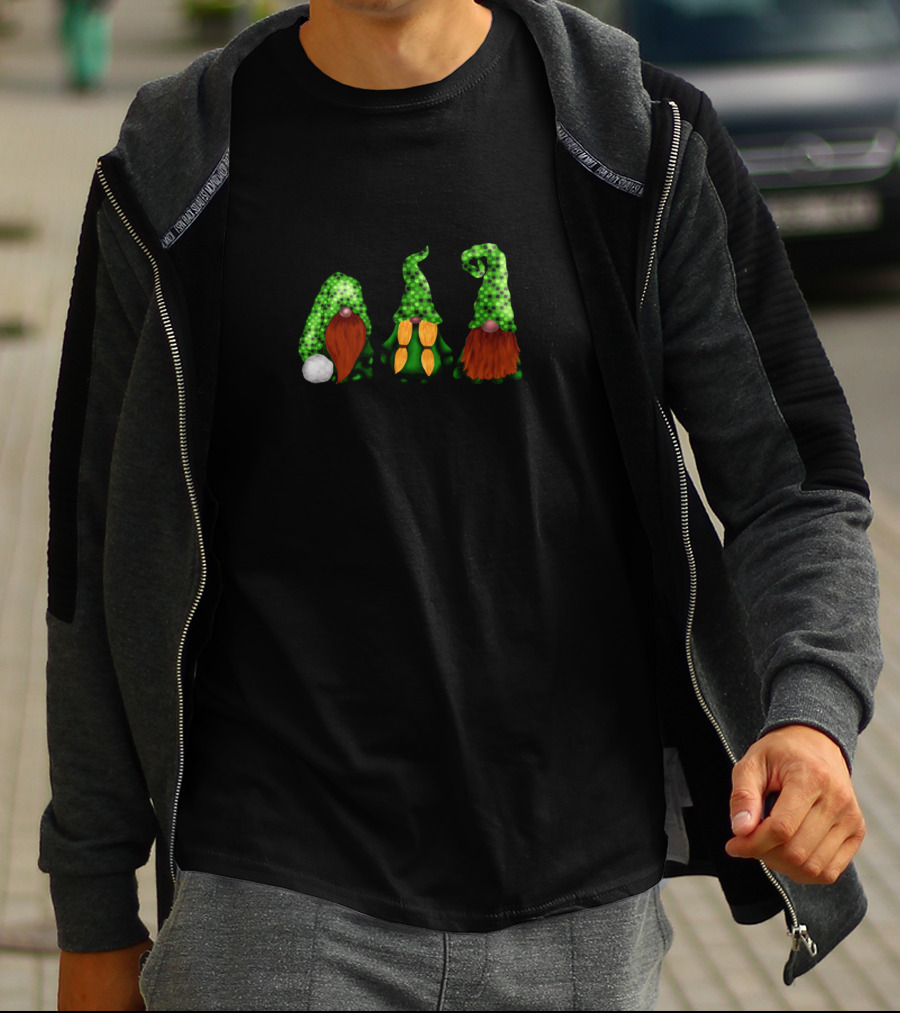 St Patricks Day Gnomes With Green Shamrock Hats T-Shirt