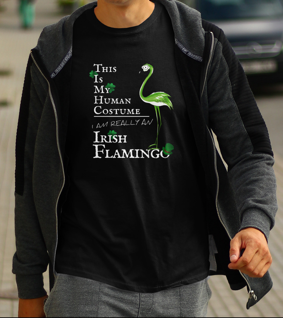 This Is My Human Costume I Am Really An Irish Flamingo T-Shirt