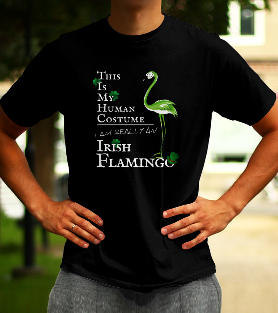 This Is My Human Costume I Am Really An Irish Flamingo T-Shirt