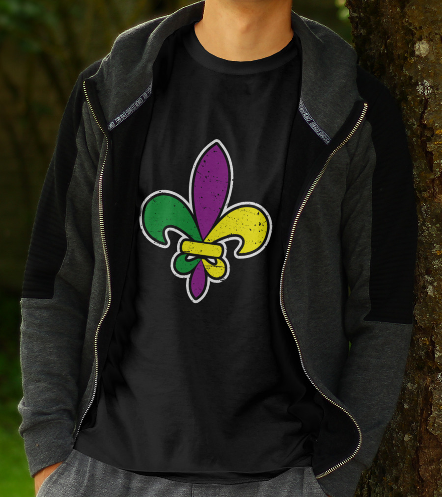 Mardi Gras Colored Fleur De Lis Iconic T-Shirt