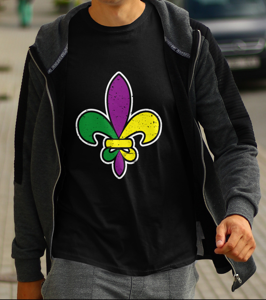 Mardi Gras Colored Fleur De Lis Iconic T-Shirt