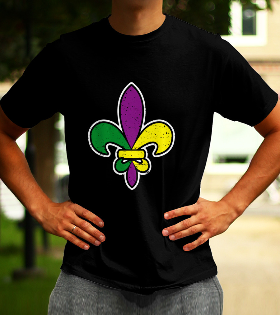 Mardi Gras Colored Fleur De Lis Iconic T-Shirt
