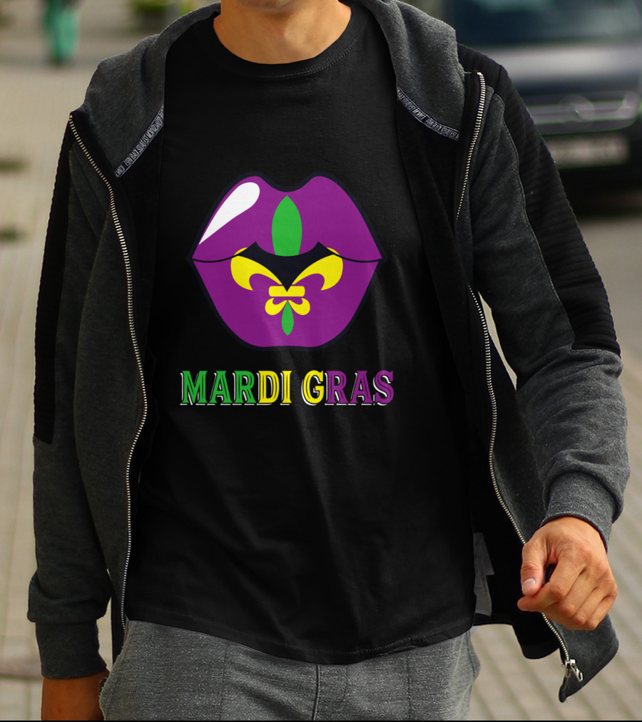 Mardi Gras Fleur De Lis Lips T-Shirt