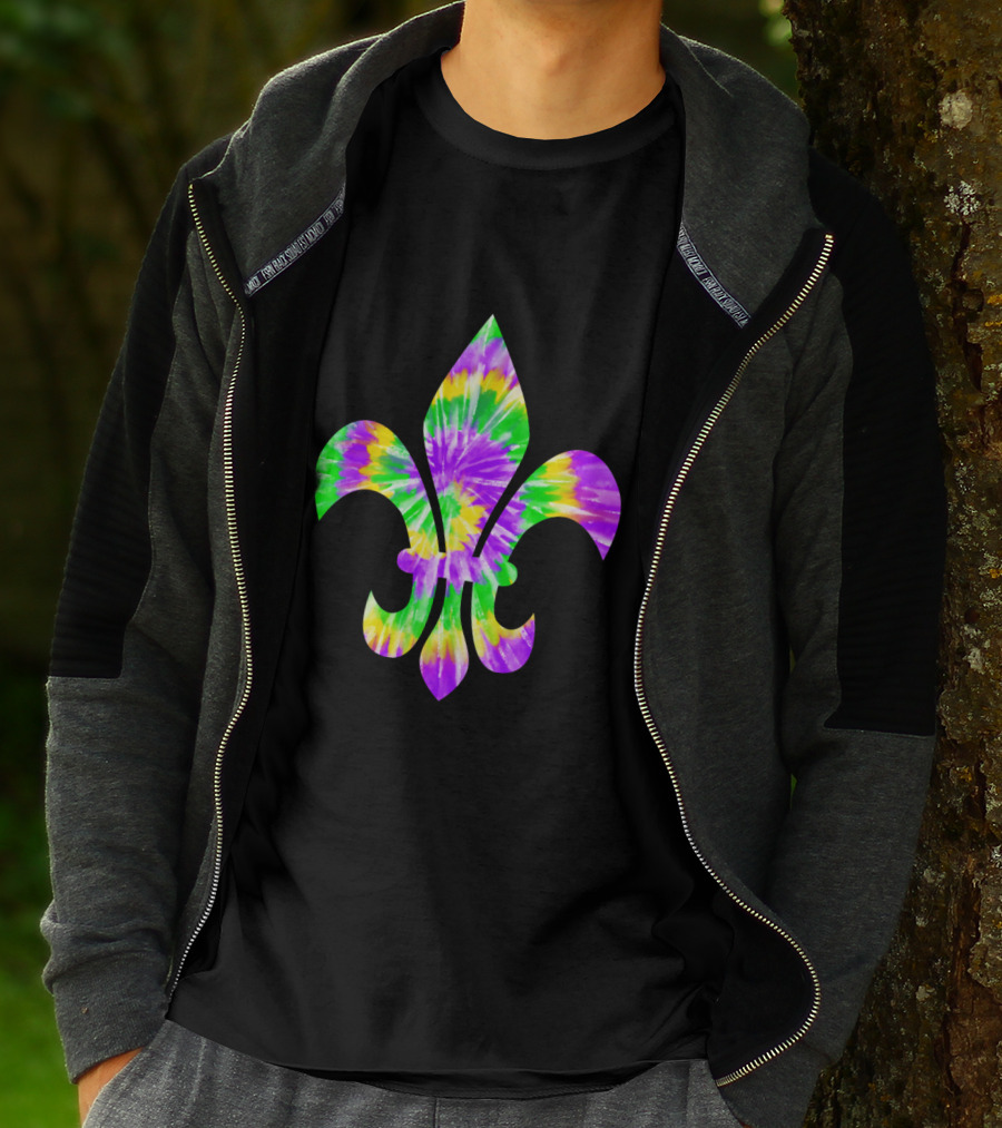 Mardi Gras Tie-Dye Fleur De Lis T-Shirt