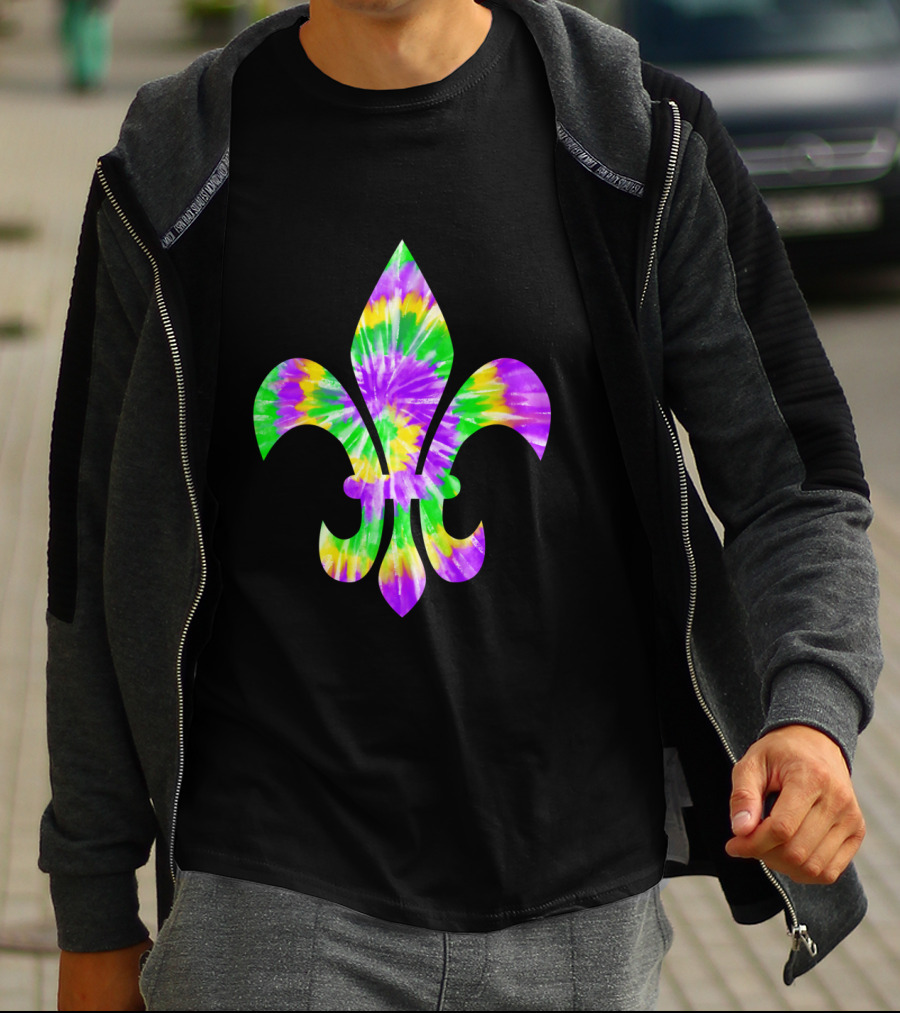 Mardi Gras Tie-Dye Fleur De Lis T-Shirt