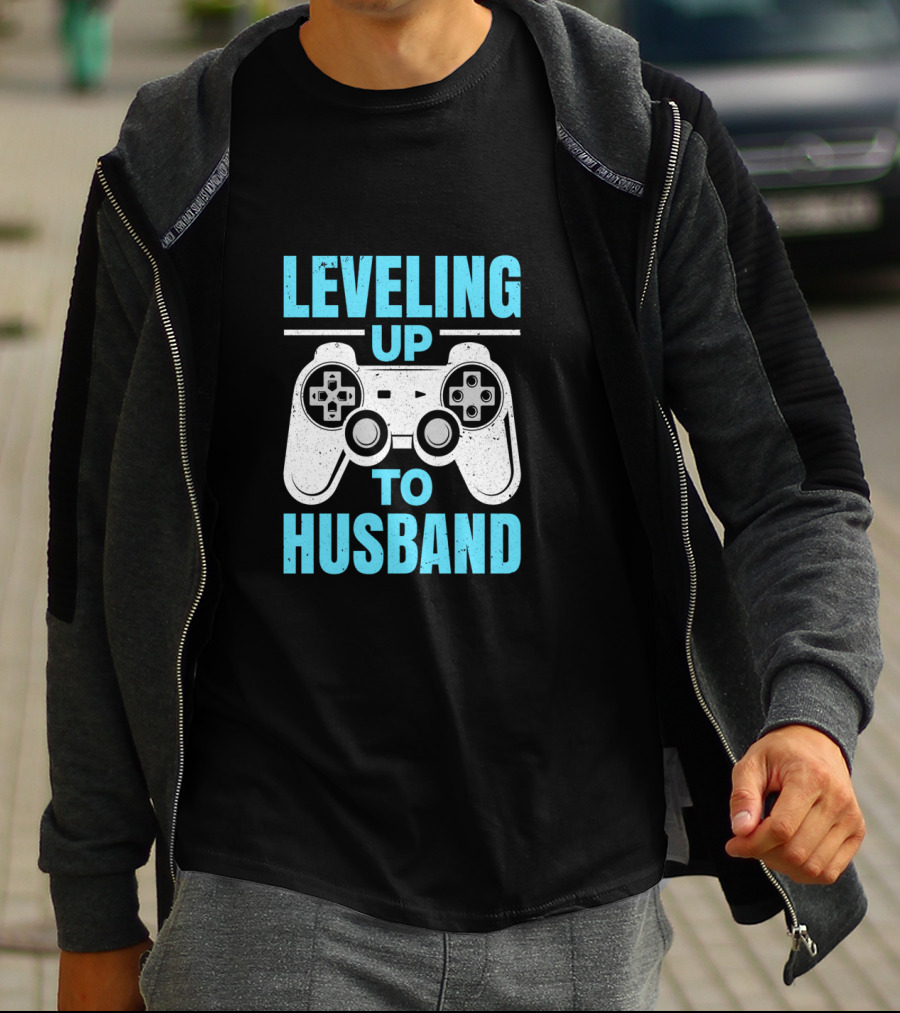 Leveling Up To Husband Funny Gamer Video Game Controller T-Shirt