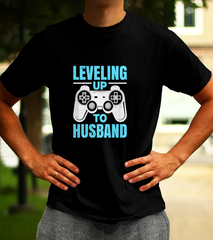 Leveling Up To Husband Funny Gamer Video Game Controller T-Shirt