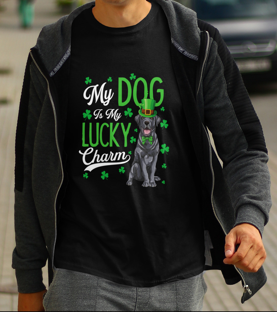 My Dog Is My Lucky Charm With Shamrocks St. Patrick's Day T-Shirt