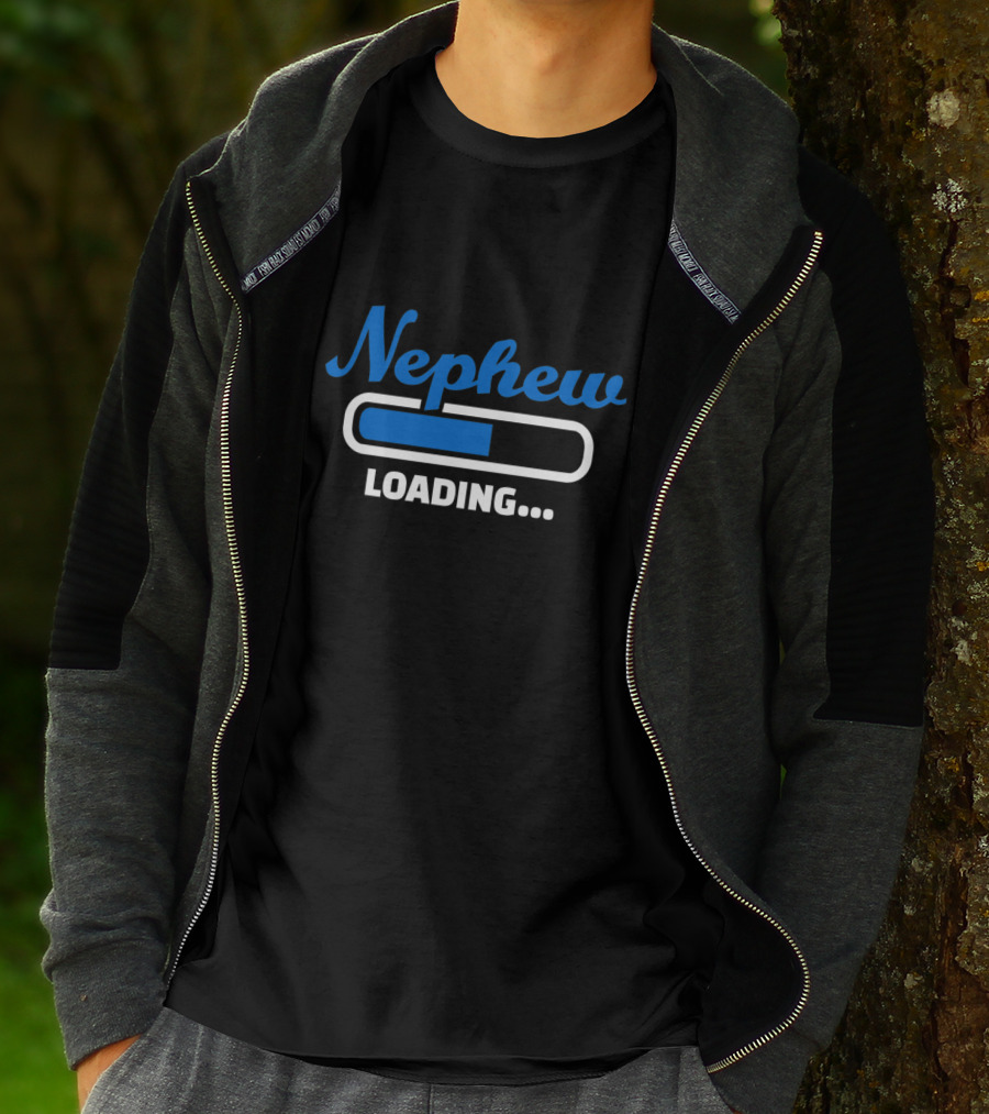 Nephew Loading Bar Progress In Blue Text T-Shirt