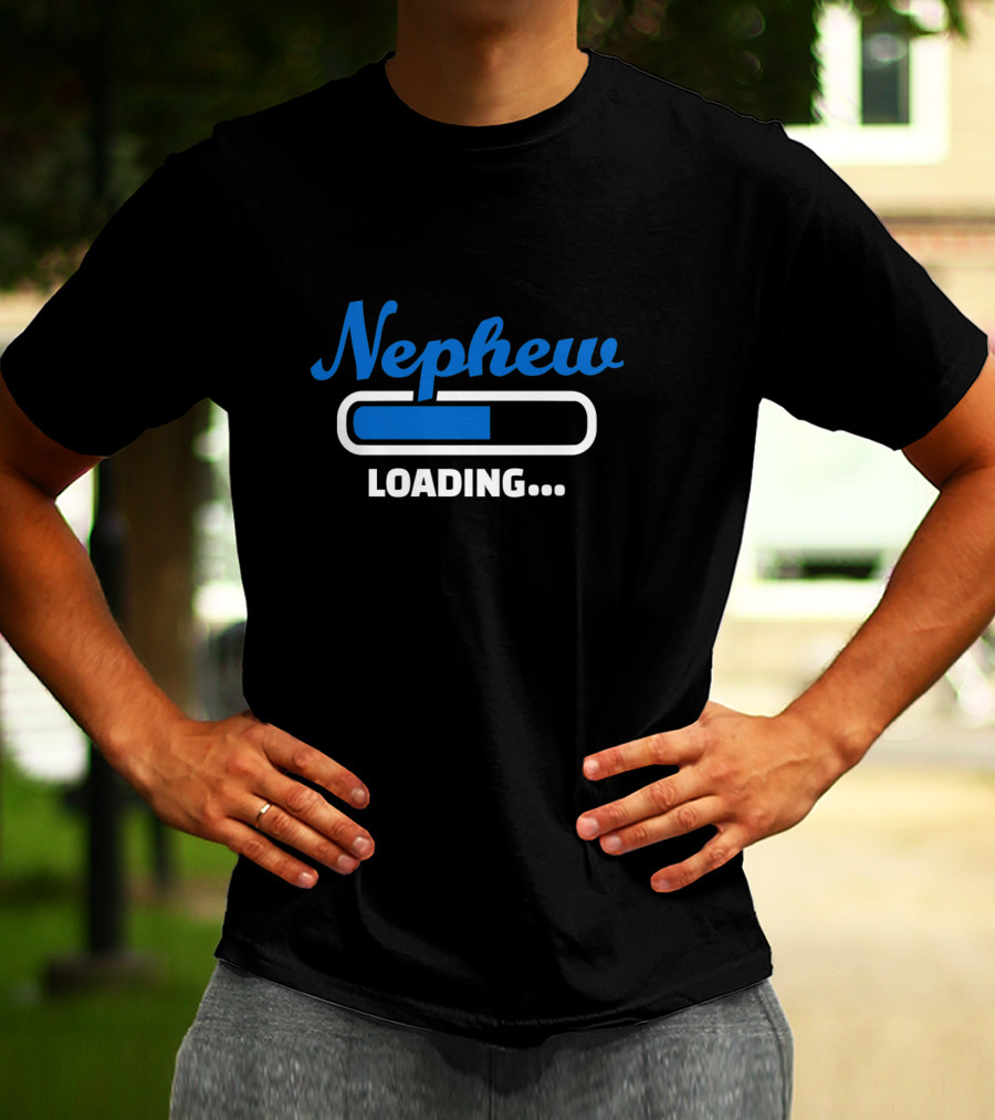 Nephew Loading Bar Progress In Blue Text T-Shirt