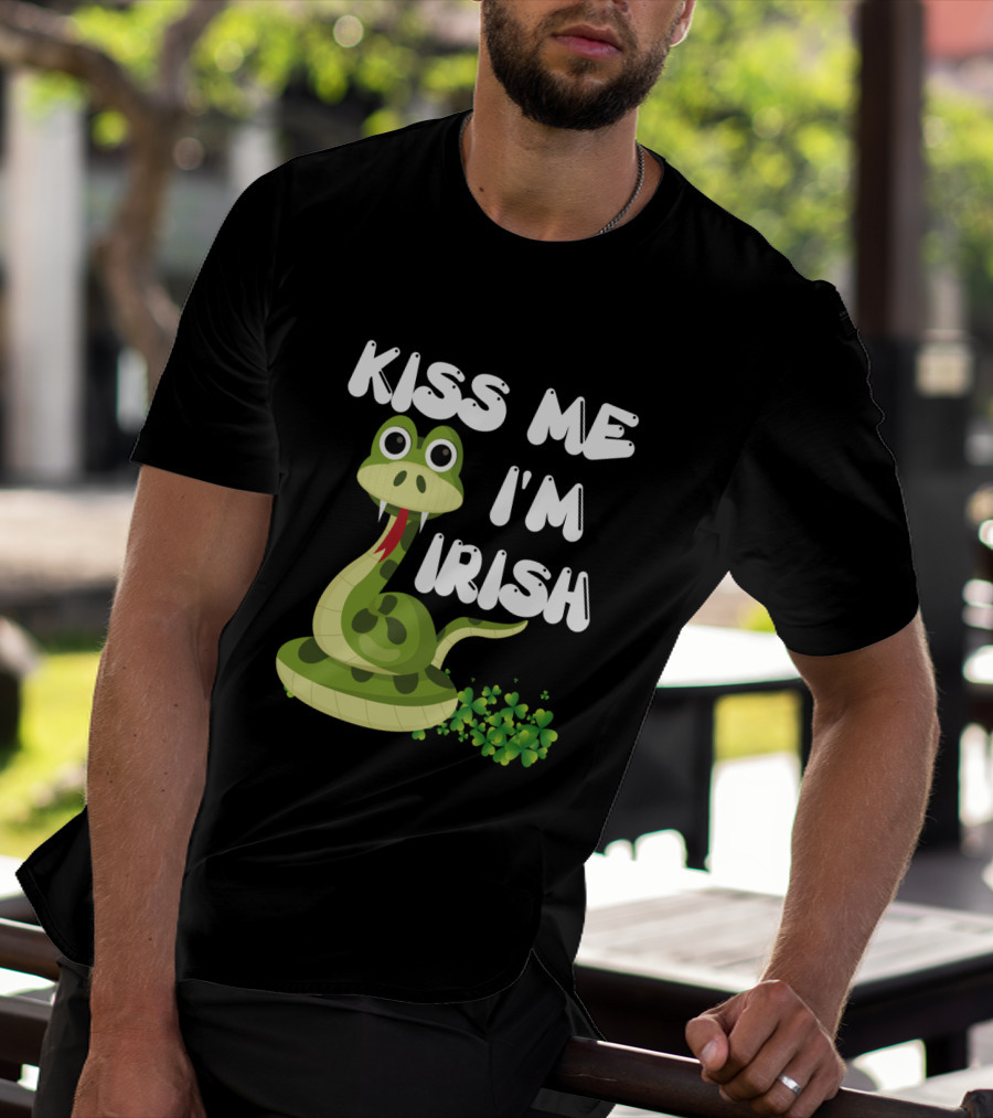 Kiss Me I'm Irish Snake With Shamrocks T-Shirt