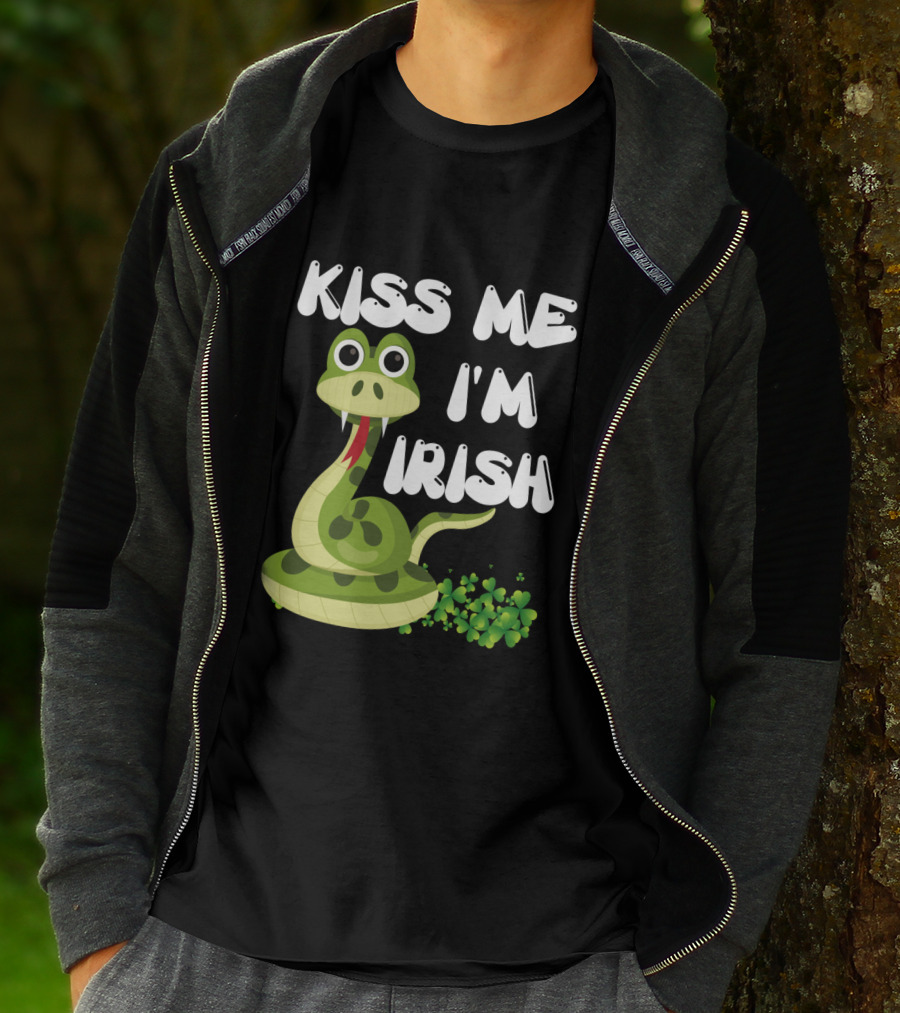 Kiss Me I'm Irish Snake With Shamrocks T-Shirt
