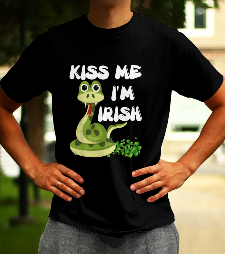 Kiss Me I'm Irish Snake With Shamrocks T-Shirt