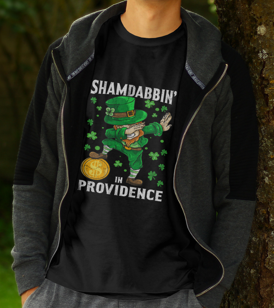 Shamdabbin' Leprechaun With Gold Coin In Providence St Patricks Day T-Shirt