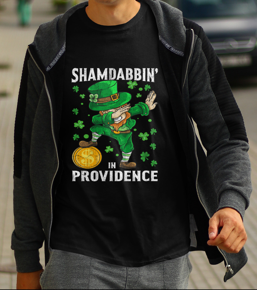 Shamdabbin' Leprechaun With Gold Coin In Providence St Patricks Day T-Shirt