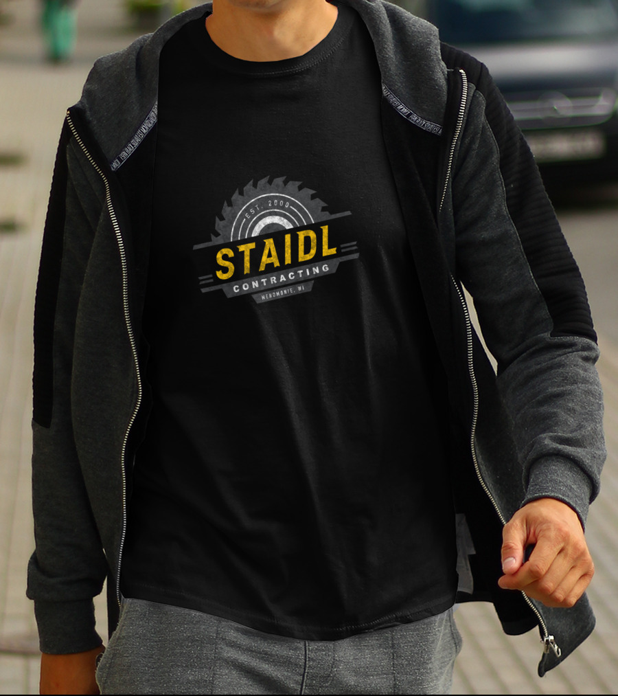 STAIDL Contracting Est. 2000 Menomonie WI Saw Blade T-Shirt