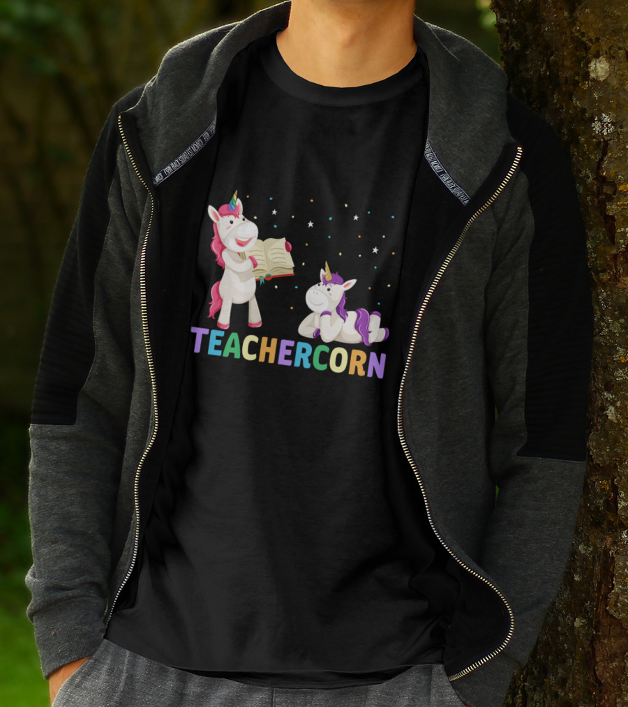TEACHERCORN Magical Unicorn Teacher Appreciation Stars Book T-Shirt