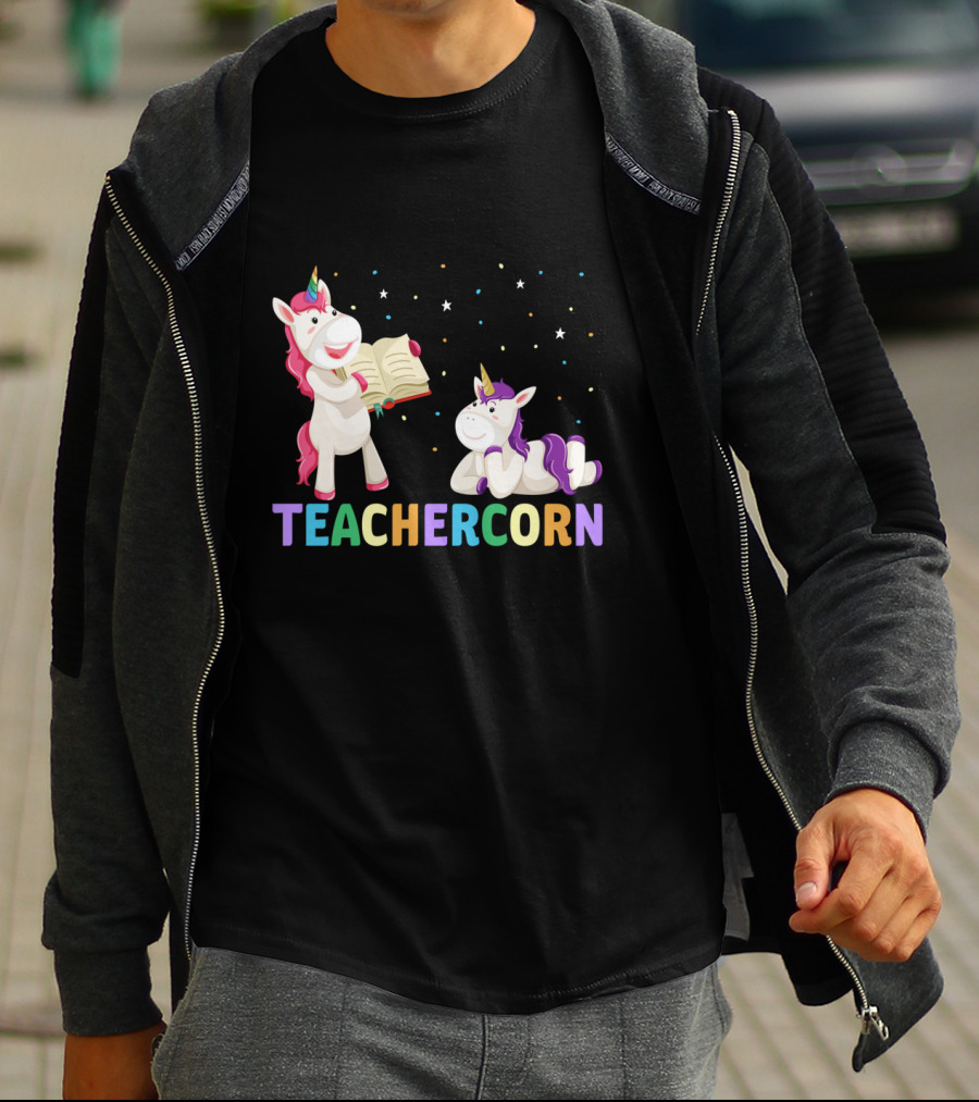 TEACHERCORN Magical Unicorn Teacher Appreciation Stars Book T-Shirt