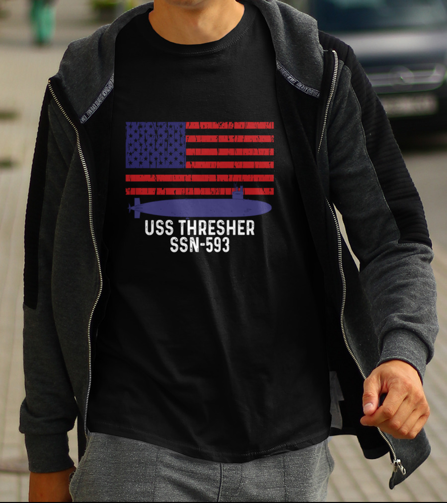 USS Thresher SSN-593 Vintage American Flag Submarine Navy T-Shirt