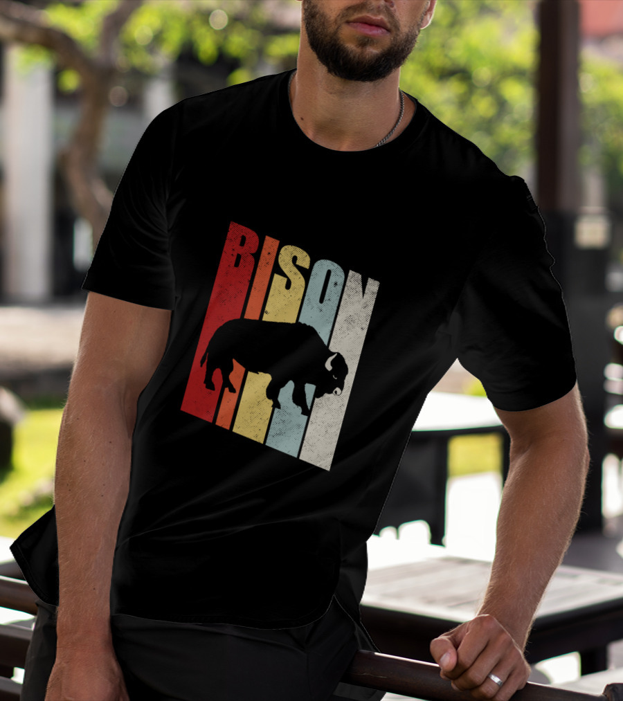 Bison American Buffalo Vintage Wildlife Retro T-Shirt