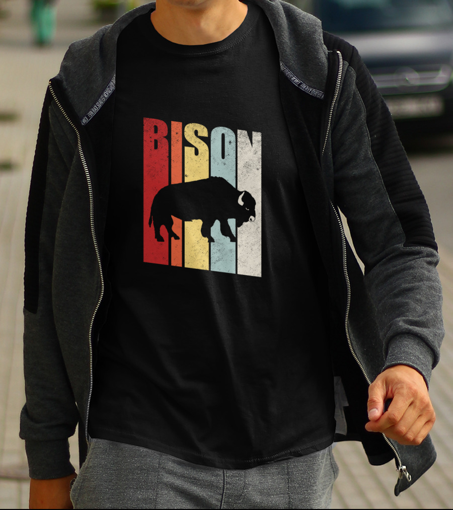 Bison American Buffalo Vintage Wildlife Retro T-Shirt