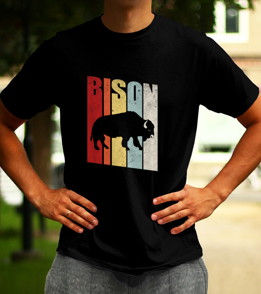 Bison American Buffalo Vintage Wildlife Retro T-Shirt