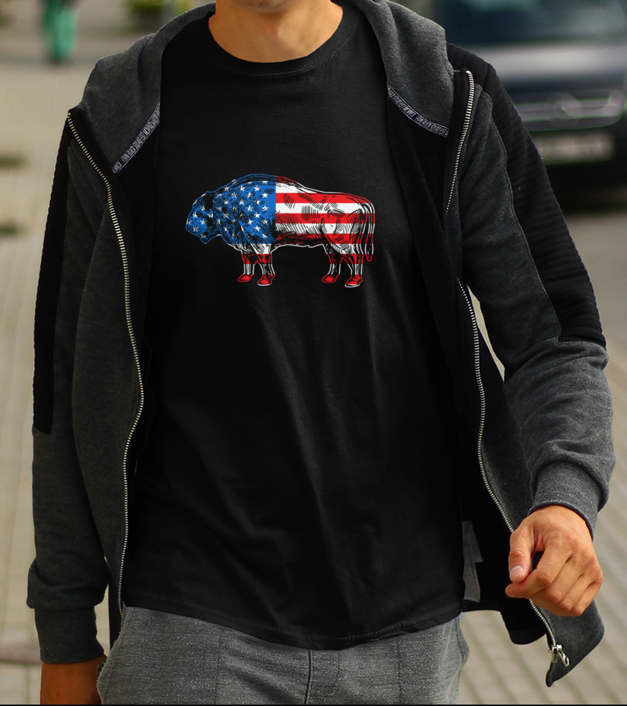 Buffalo Vintage American Flag Wildlife T-Shirt