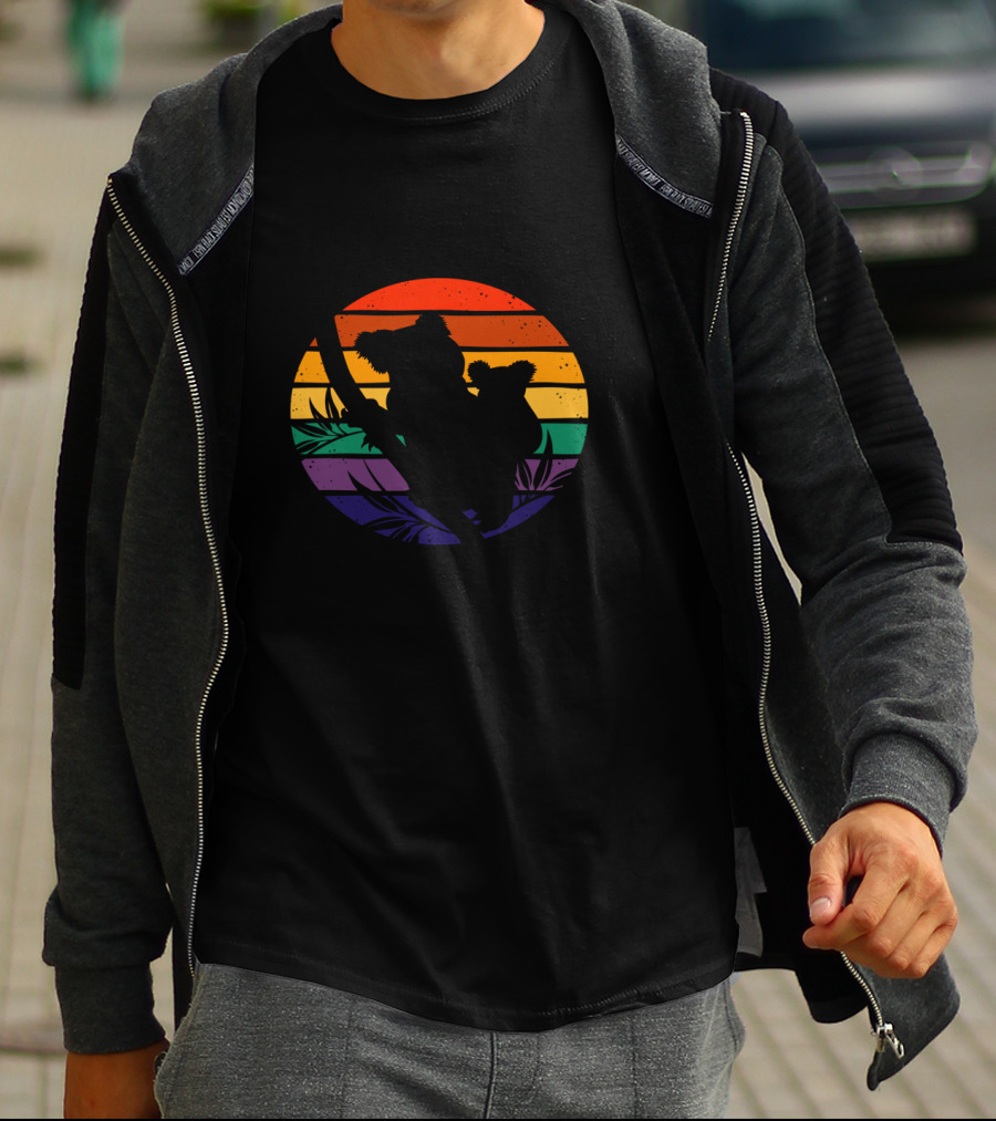 Save The Koalas Protect Wildlife Rainbow Sunset T-Shirt