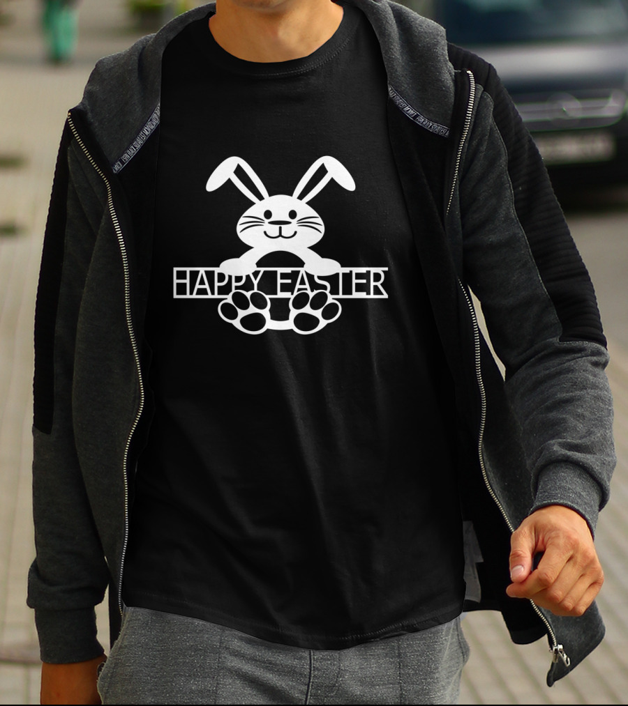 Happy Easter Bunny Rabbit Paw Prints T-Shirt