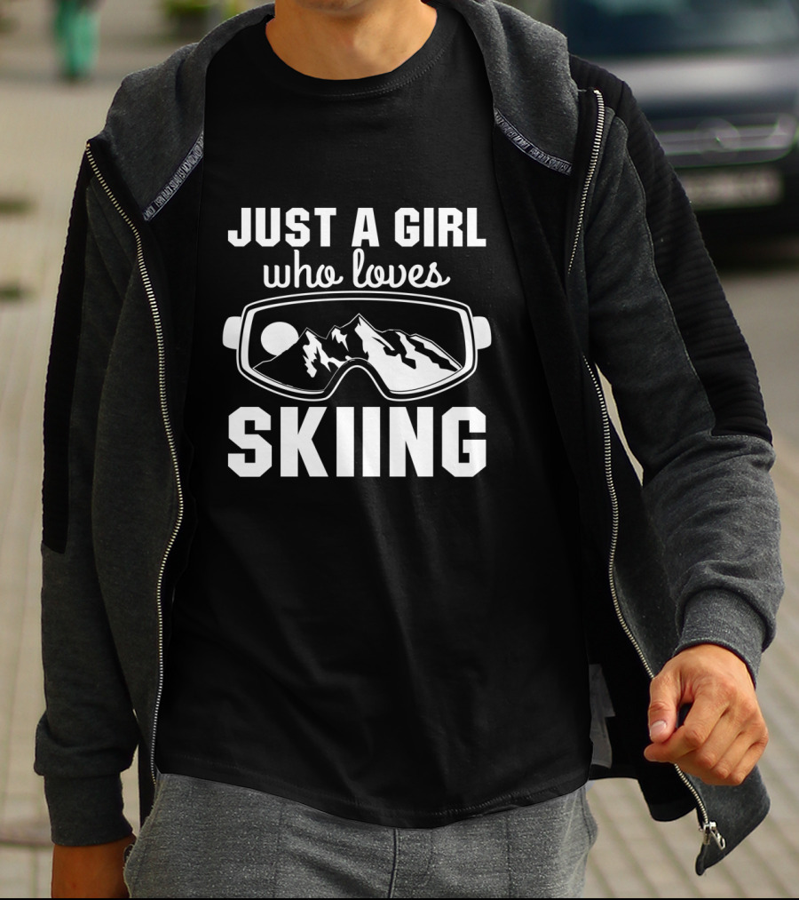 Just A Girl Who Loves Skiing Ski Goggles Mountain T-Shirt