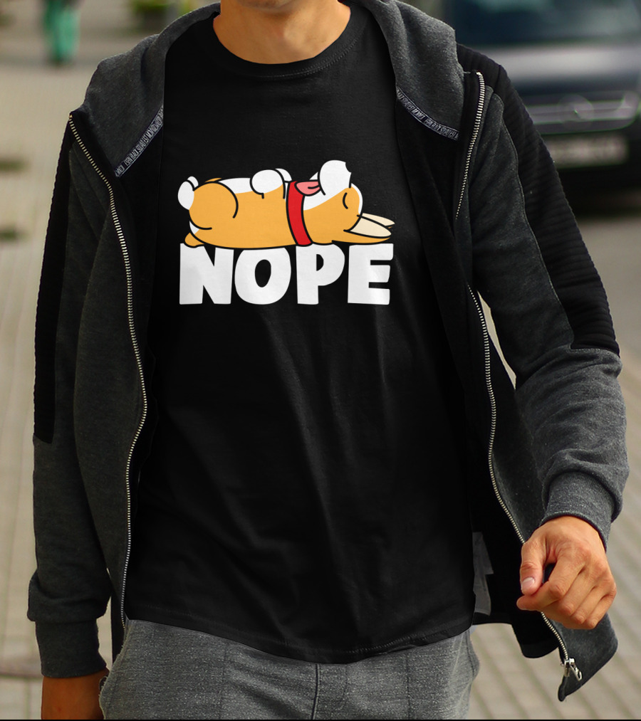 Napping Corgi Nope Lazy Dog Lover Funny T-Shirt