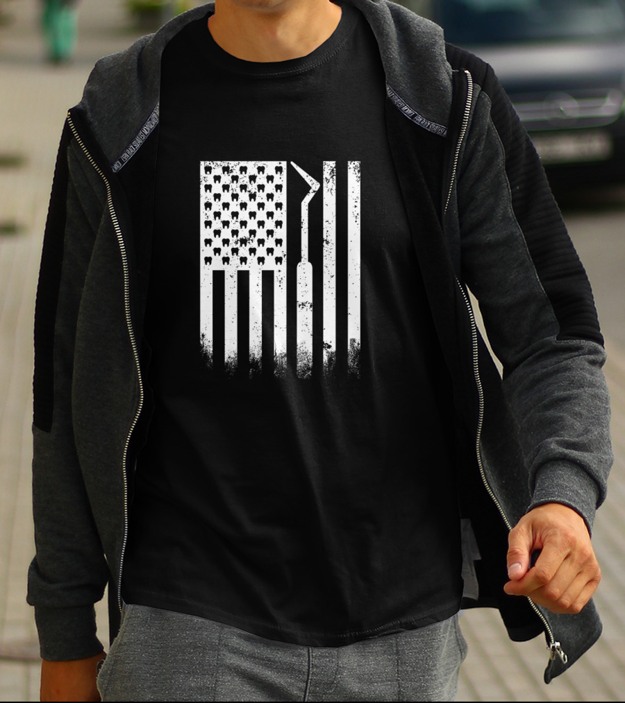 Patriotic Dentist American Flag Tooth T-Shirt