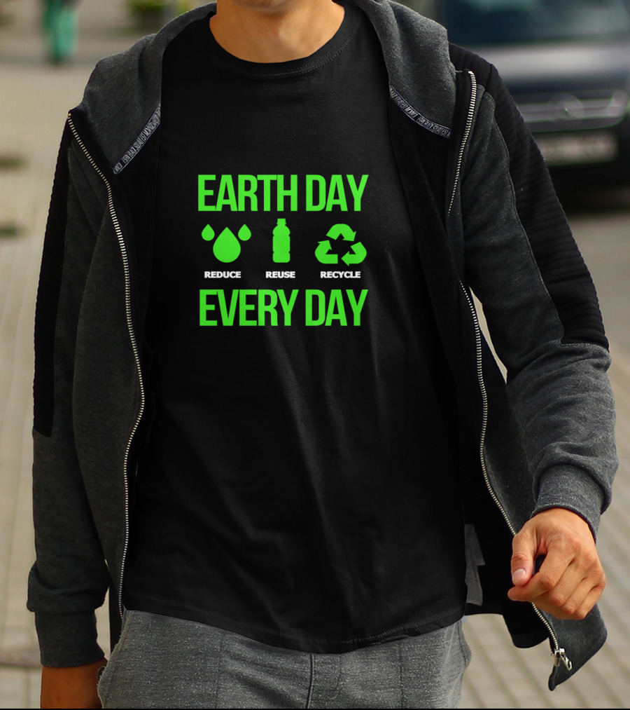 Earth Day Every Day Reduce Reuse Recycle Eco Icons T-Shirt