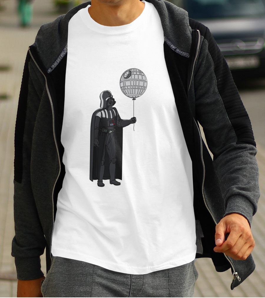 Darth Vader Holding Death Star Shaped Balloon T-Shirt