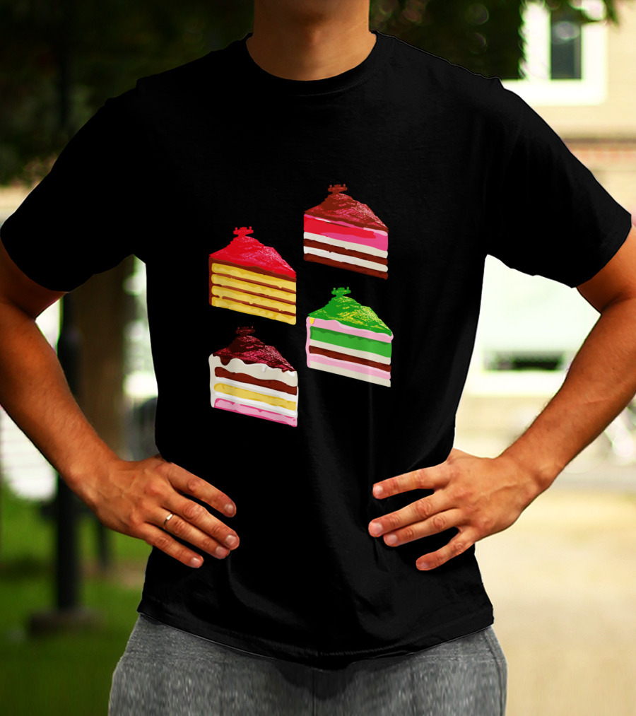 Imperial Star Destroyer Cake Slices Colorful Dessert Quartet T-Shirt
