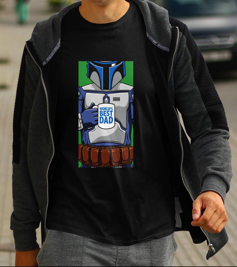 Jango Fett Holding World's Best Dad Mug T-Shirt