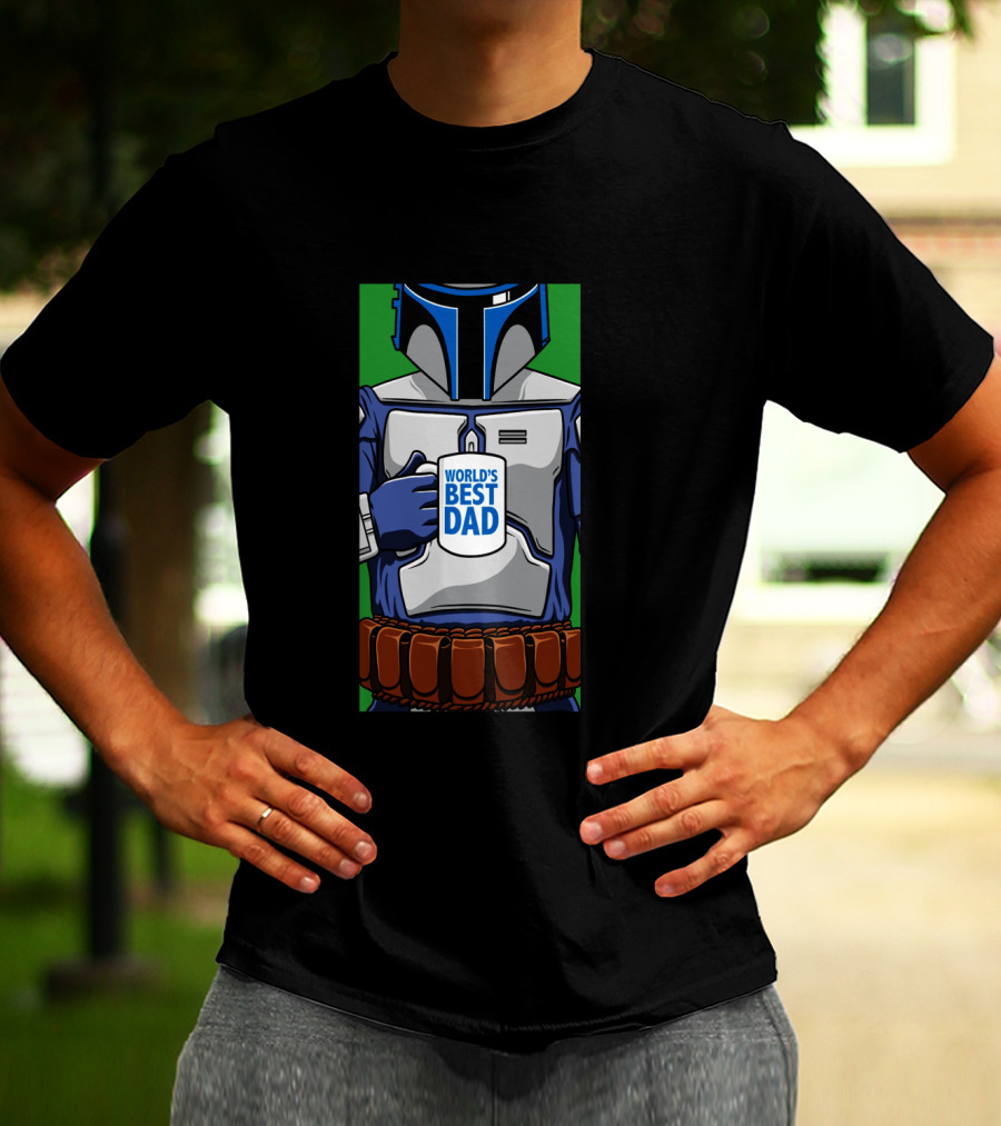 Jango Fett Holding World's Best Dad Mug T-Shirt