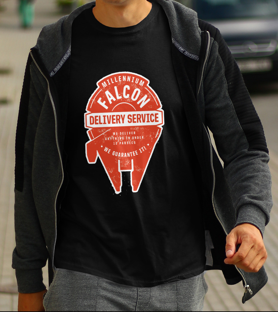 Millennium Falcon Delivery Service We Deliver Anything In Under 12 Parsecs We Guarantee It T-Shirt