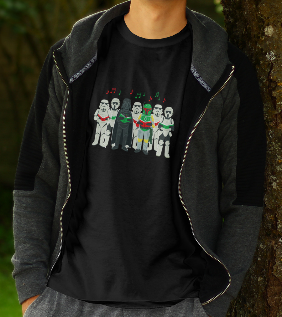 Star Wars Darth Vader And Stormtroopers Sithmas Choir Holiday Caroling T-Shirt