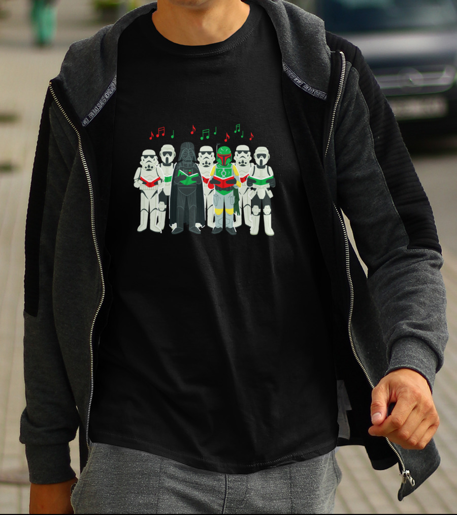 Star Wars Darth Vader And Stormtroopers Sithmas Choir Holiday Caroling T-Shirt