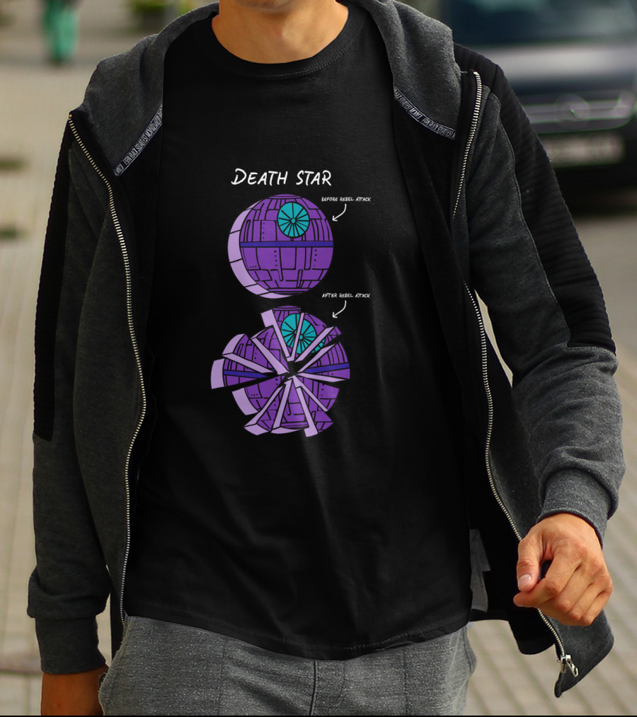 Star Wars Death Star Before Rebel Attack After Rebel Attack Pie Chart T-Shirt