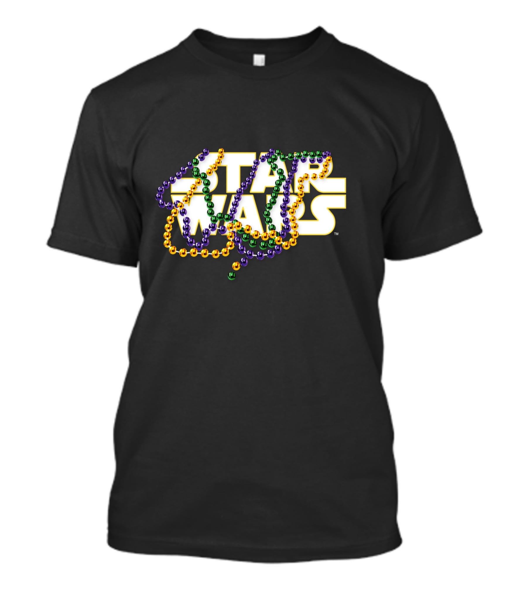 Star Wars Mardi Gras Style Gold Purple Green Beads T-Shirt