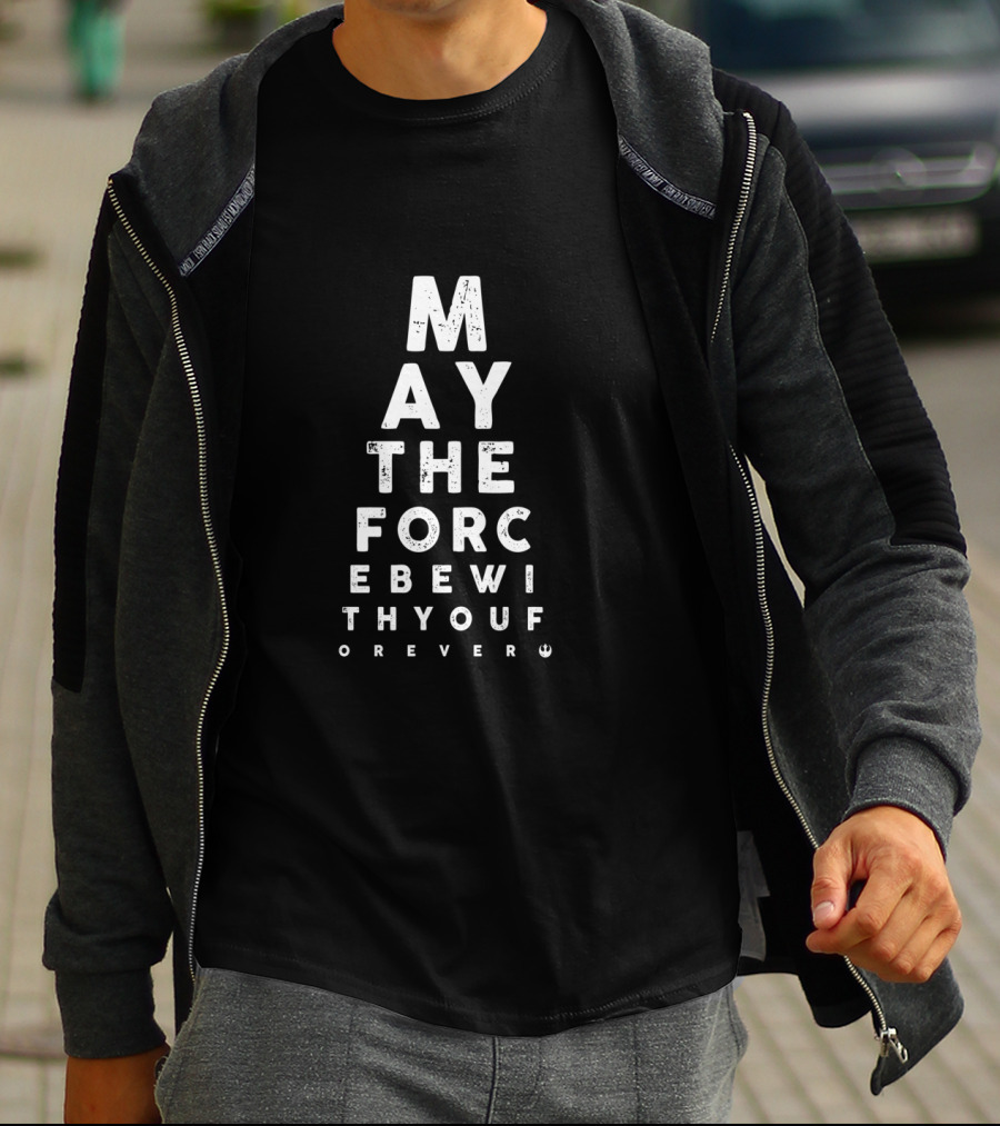 Star Wars May The Force Be With You Forever Eye Chart Text Pyramid T-Shirt